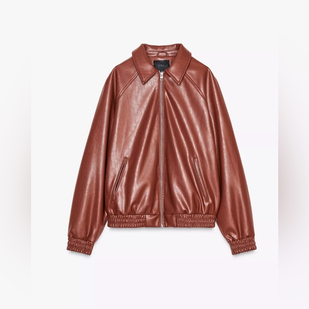 ZARA FAUX LEATHER BOMBER JACKET
Color: BRICK * Size: S